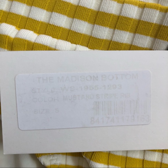 SOLID & STRIPED Madison Rib Bikini Bottom Mustard & Cream Stripe Sz small - Picture 5 of 8